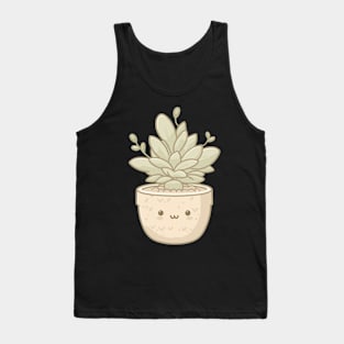 Cute Succulent Plant in Kawaii Style | Kawaii House Plant Illustration | Cute Kawaii Potted Plant Tank Top